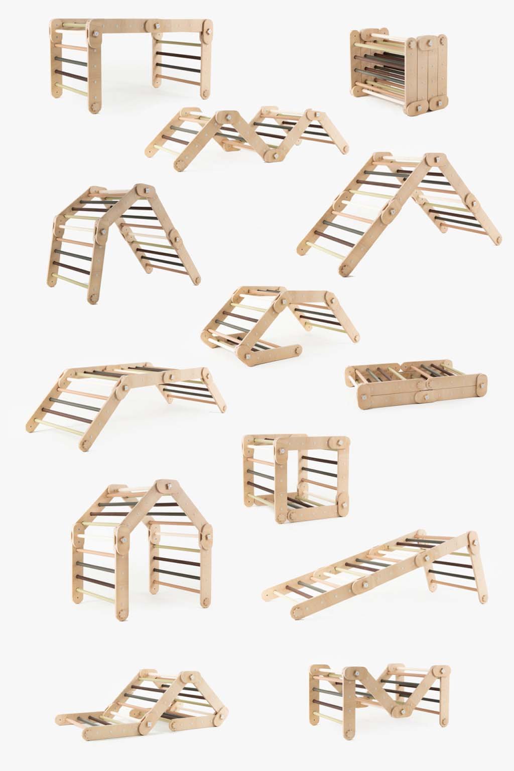 Transformer Kletterdreieck FULL MOON + Rutsche | GRÜN | Rutsche wählbar | 30 Formen | 98 cm | max. 50 kg - Kletterling – einfach Kind sein