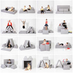 Universelles Kindersofa von monboxy in Grau - Kletterling – einfach Kind sein
