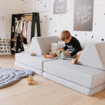 Universelles Kindersofa von monboxy in Grau - Kletterling – einfach Kind sein