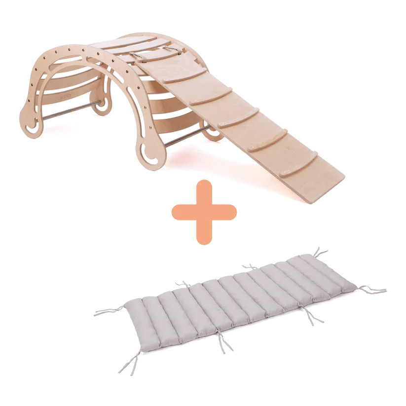 Spielset "Energetic" natur - XXL Bogen mit Rutsche und Kissen - Kletterling – einfach Kind sein