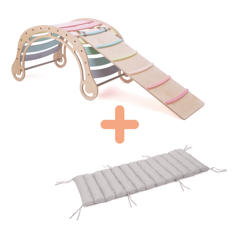 Spielset "Energetic" natur - XXL Bogen mit Rutsche und Kissen - Kletterling – einfach Kind sein