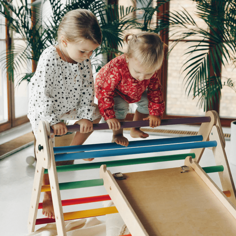 Spielset "Classic" pastell - Kletterdreieck mit Kletterrutsche - Kletterling – einfach Kind sein