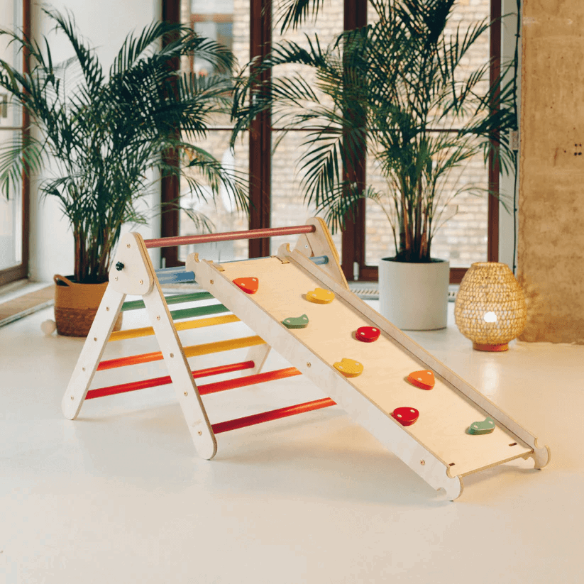 Spielset "Classic" pastell - Kletterdreieck mit Kletterrutsche - Kletterling – einfach Kind sein