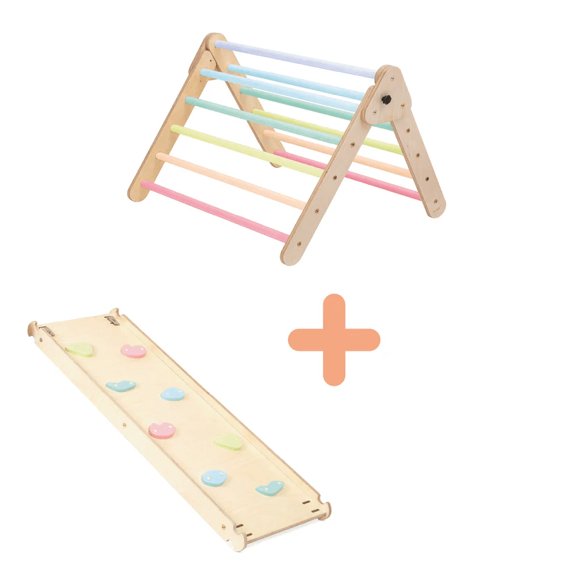 Spielset "Classic" pastell - Kletterdreieck mit Kletterrutsche - Kletterling – einfach Kind sein