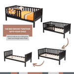 Kinderbett auf Beinen mit variablem Geländer rundum - Kletterling – einfach Kind sein