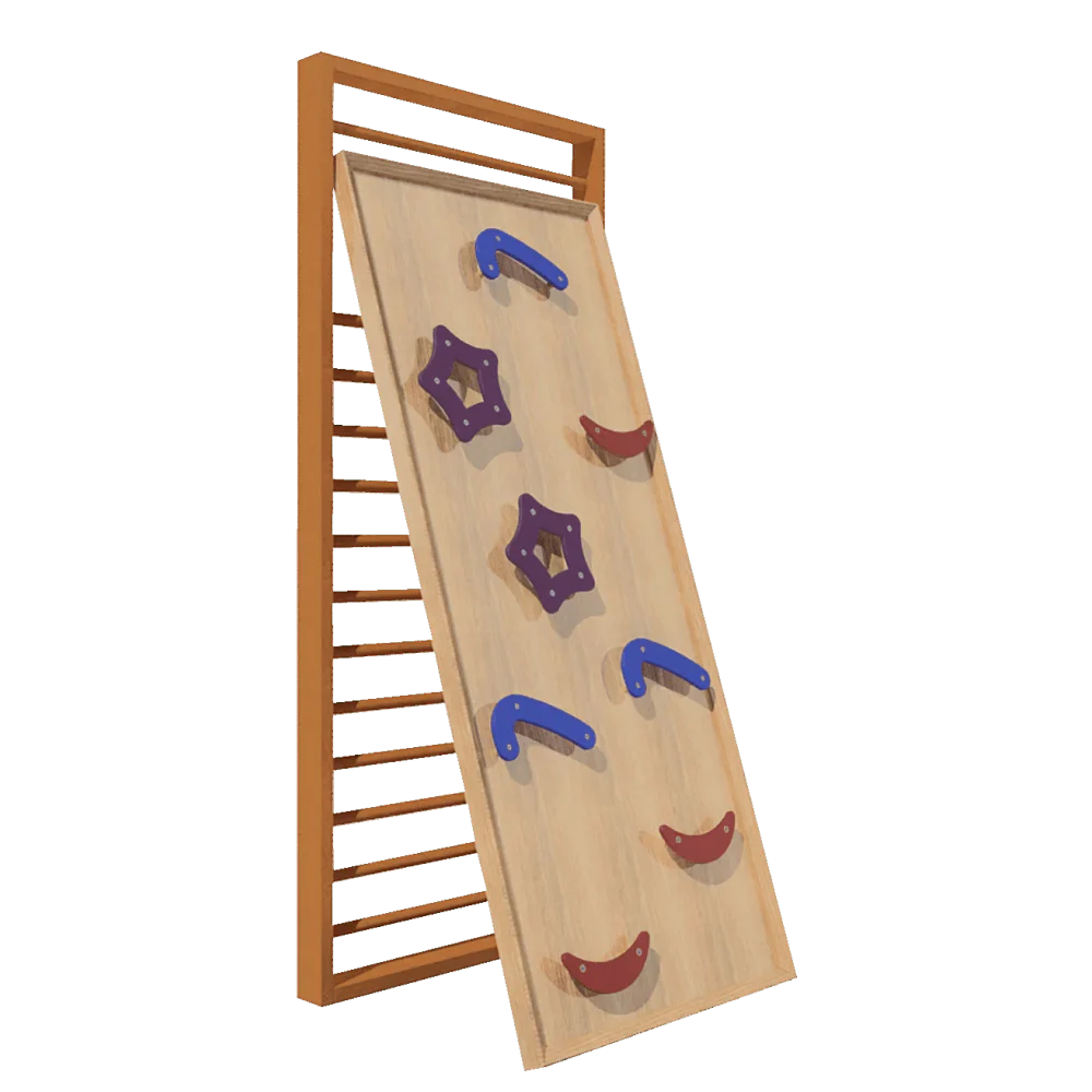 Kletterwand Set STERNE THIEME | Kletterwand & Sprossenwand | 8 bunte Klettergriffe - Kletterling – einfach Kind sein