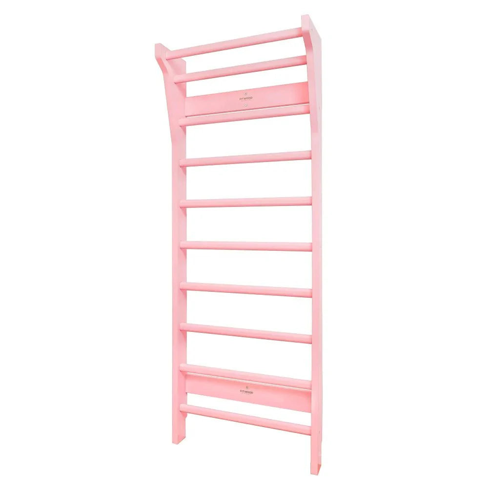 Sprossenwand FITWOOD MINI | Pink, Weiß, Nussbraun | 190 cm x 68 cm - Kletterling – einfach Kind sein