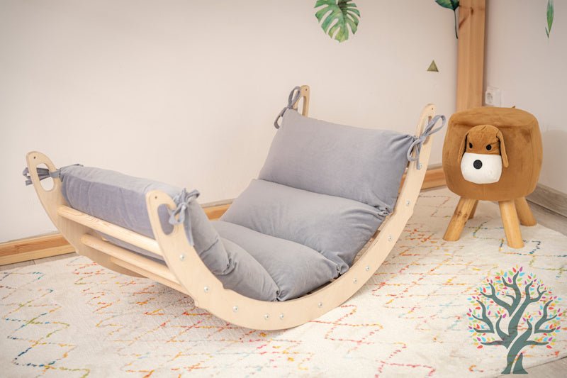 Kletter - Set mit Rollenrutsche 4in1 (Medium) - Wippe, klappbares Dreieck, Klettersteig & Rollrutsche - Förderung der motorischen Fähigkeiten ab 2 Jahren - Kletterling – einfach Kind sein