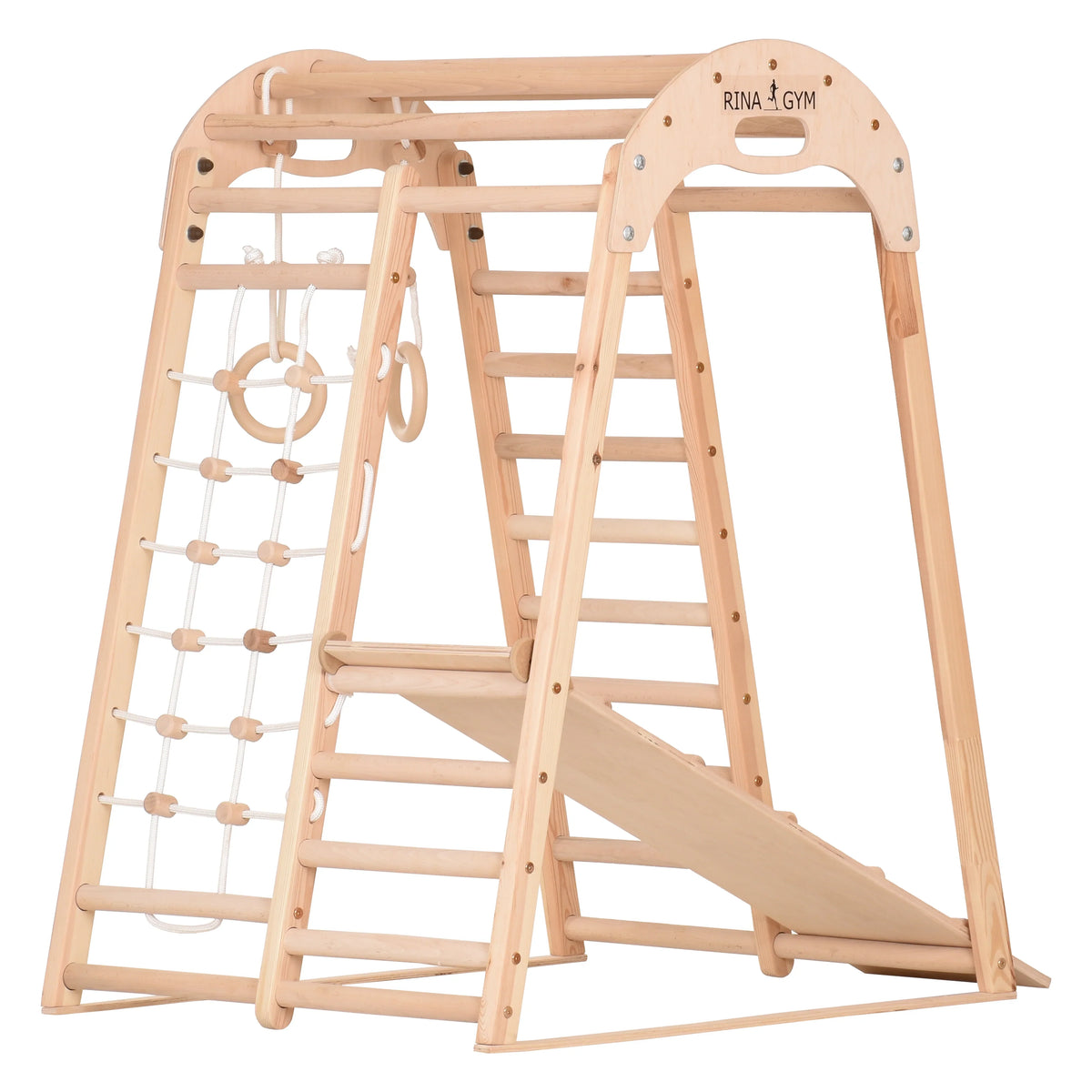 Klettergerüst NATUR GYM | Sprossenwand, Netz, Ringe | ab 3 Jahren - Kletterling – einfach Kind sein