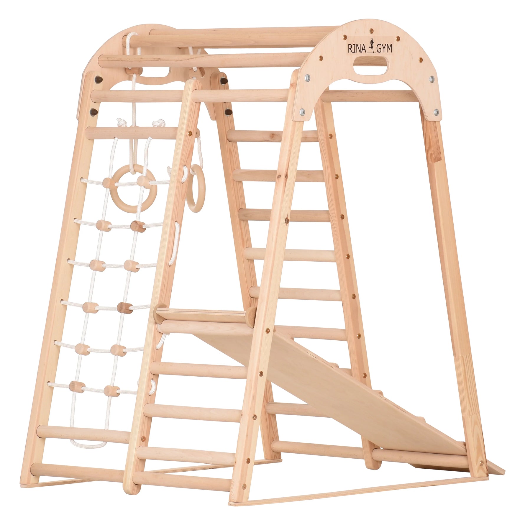 Klettergerüst NATUR GYM | Sprossenwand, Netz, Ringe | ab 3 Jahren - Kletterling – einfach Kind sein