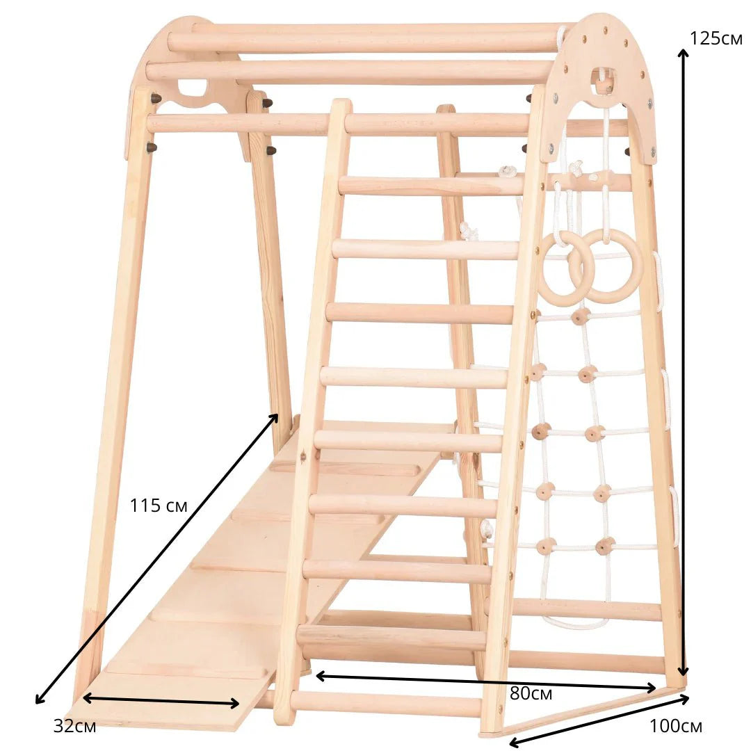 Klettergerüst NATUR GYM | Sprossenwand, Netz, Ringe | ab 3 Jahren - Kletterling – einfach Kind sein