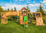 Spielturm Maxi Set Fun Gym mit 2x Spielturm, Rutsche, Kletterturm, Kletterwand, Schaukel - Kletterling – einfach Kind sein
