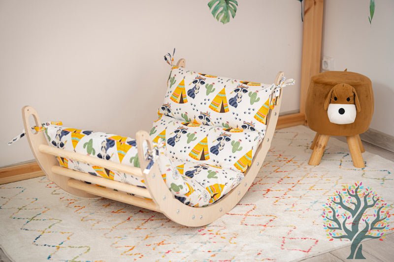 Kletter - Set 3in1 (Medium) - Wippe, klappbares Dreieck & Klettersteig - Für Kinder ab ca. 2 Jahren - Förderung der Motorik und Kreativität - Kletterling – einfach Kind sein