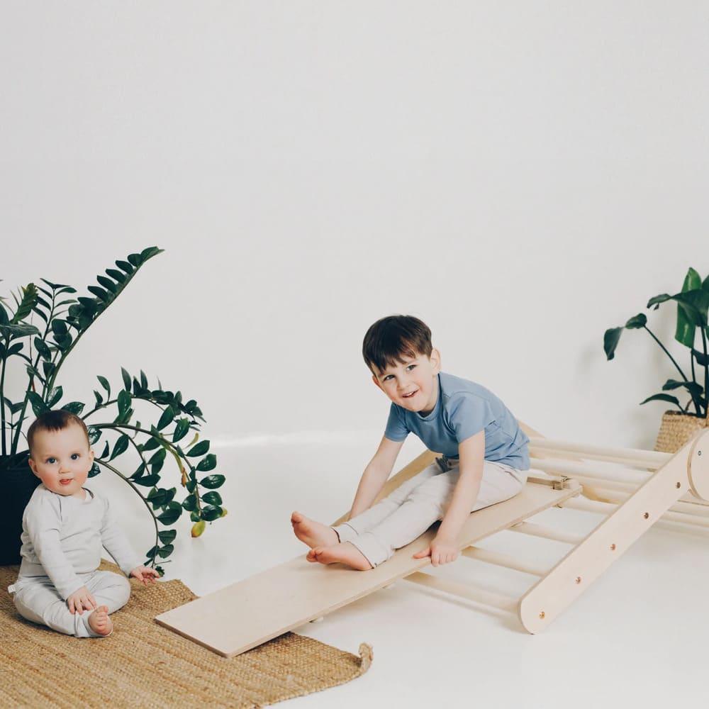 Höhenverstellbares Pikler Dreieck - Set mit Hühnerleiter Rutsche - Kletterling – einfach Kind sein