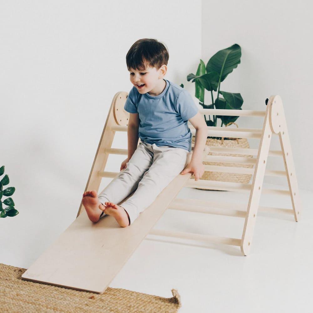 Höhenverstellbares Pikler Dreieck - Set mit Hühnerleiter Rutsche - Kletterling – einfach Kind sein
