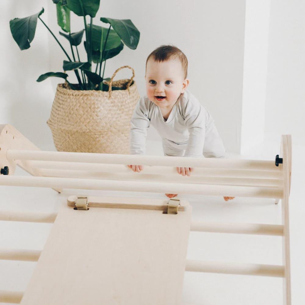 Höhenverstellbares Pikler Dreieck - Set mit Hühnerleiter Rutsche - Kletterling – einfach Kind sein